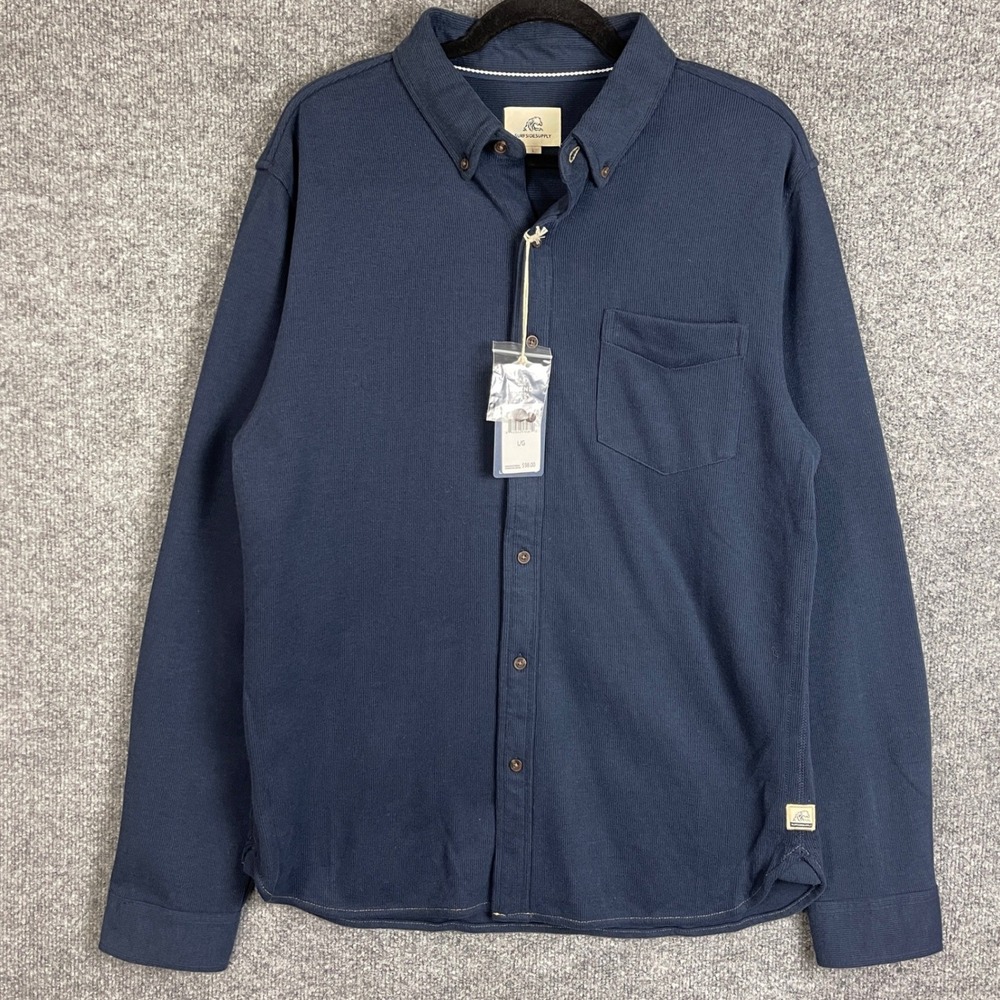 NEW $98 Surfside Supply Button Down Shirt Large Navy Blazer NWT Textured L